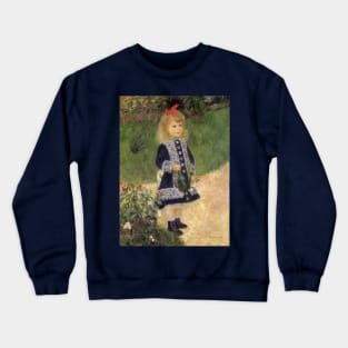 A Girl with Watering Can by Pierre Renoir Crewneck Sweatshirt